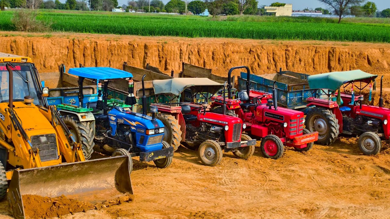 Jcb 3dx Eco Loading with Tractor Stuck in Deep Mud New Holland 3630 Swaraj 855 Mahindra Kubota | Jcb