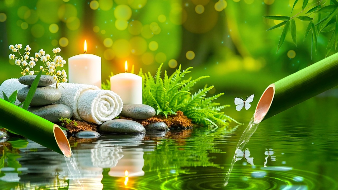 Relaxing Music + Bamboo Water Sounds 🌿 Deep Sleeping Music, Stress Relief, Relax Mind Body, Spa BGM