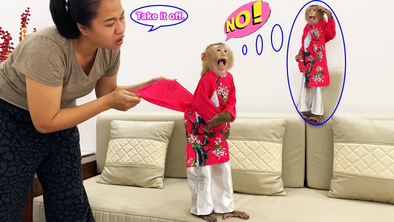 Lyly was reluctant to take off her beautiful dress and refused to let her mother take it off.