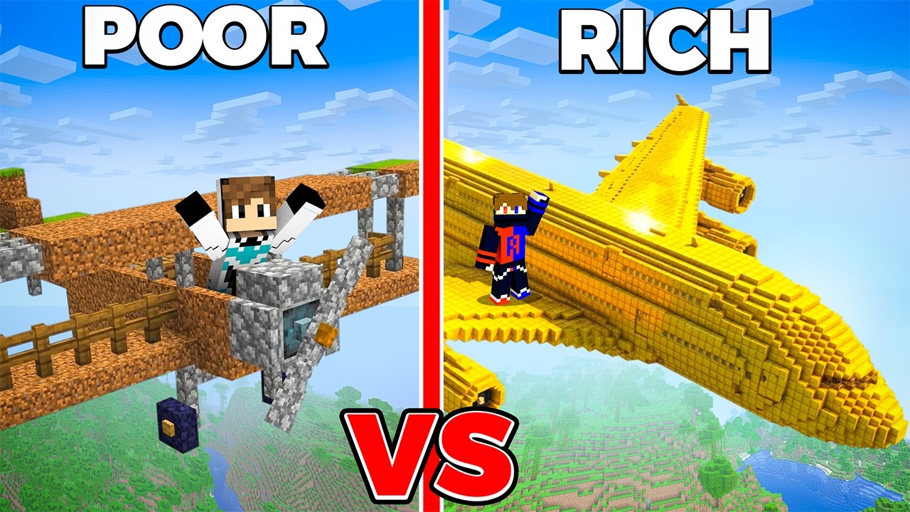 POOR vs RICH Airplane Battle in Minecraft
