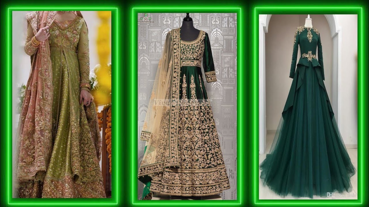 mehndi dress design idea for bride || green dress design || wedding fancy dress collection