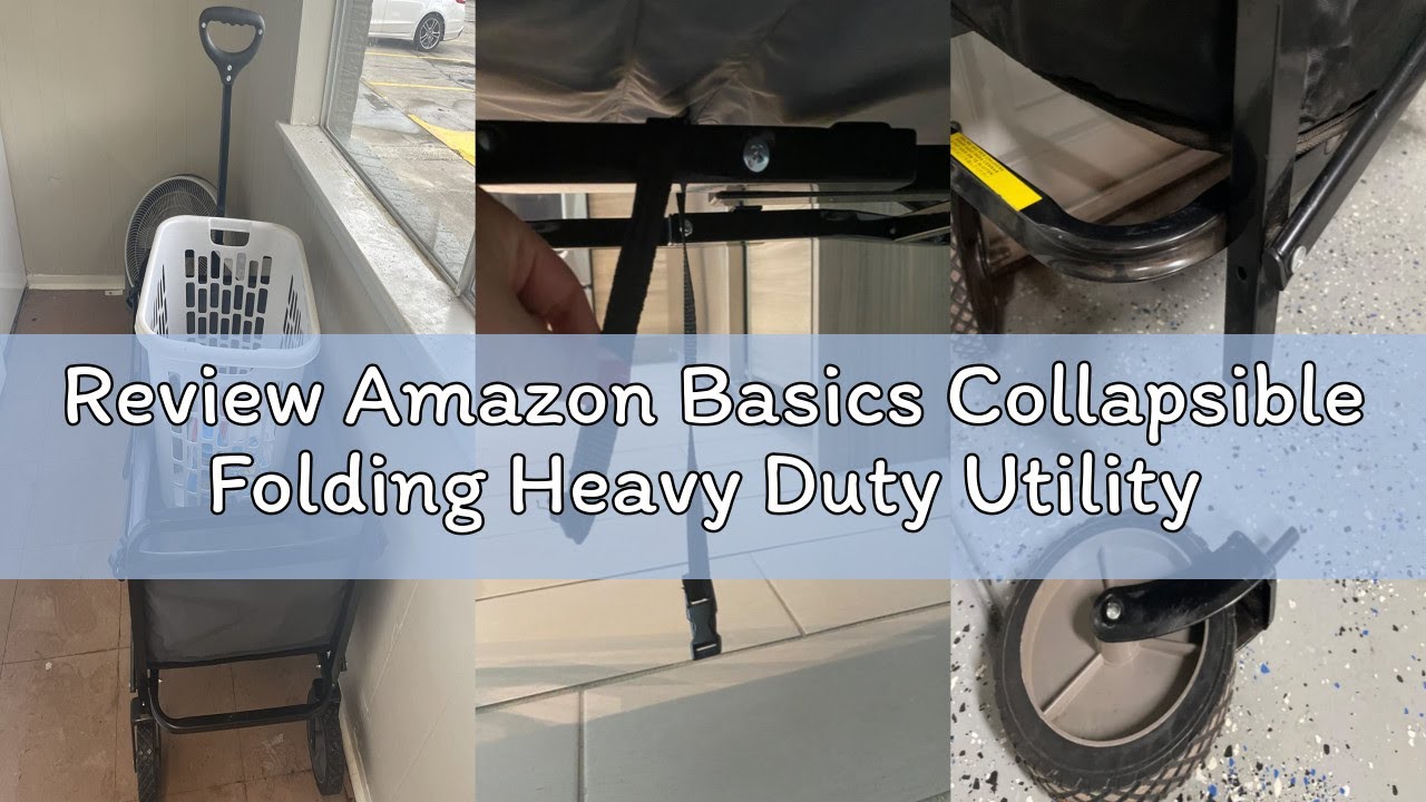 Review Amazon Basics Collapsible Folding Heavy Duty Utility Wagon for Outdoor Sports, 265 pounds Wei