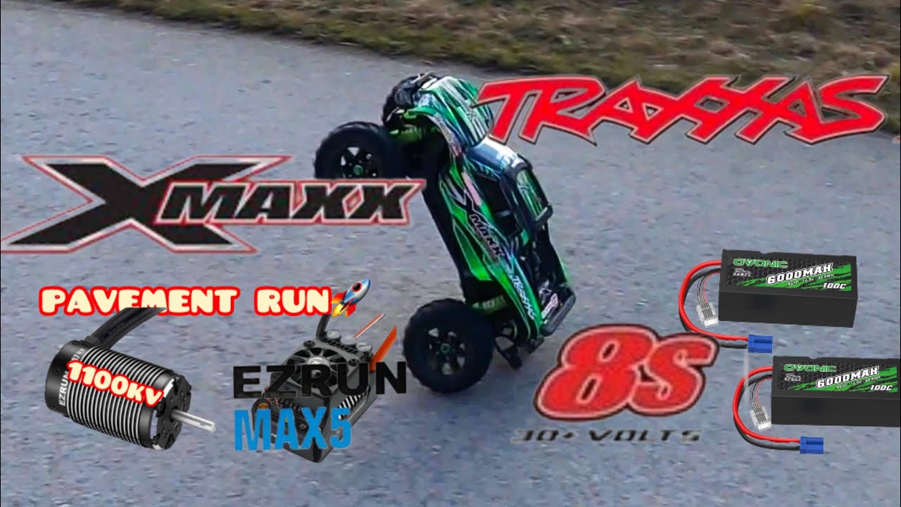 #traxxasxmaxx8s - pavement run🏎️ 1100KV + MAX5🔥🚀🤘 #rcmonstertruck #hobbywing 
