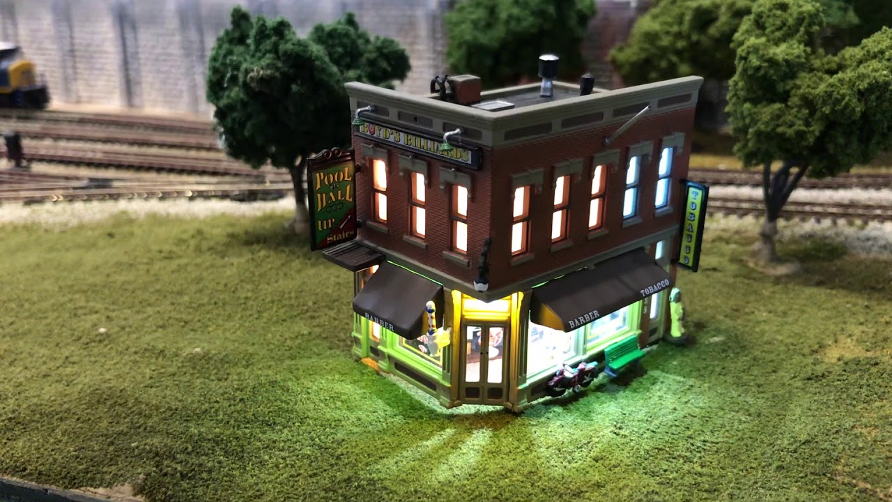 N Scale MICRO LED Lighting Animation with LEDs on Woodland Scenic building.