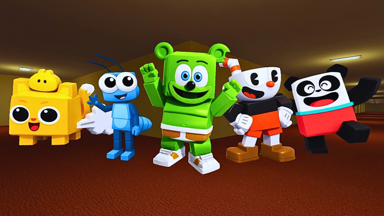 ROLBOXIFIED Group of Gummy Bear, Cup Head, Bob Zoom, & ETC Nextbots CHASE in VMaps l Garry's Mod