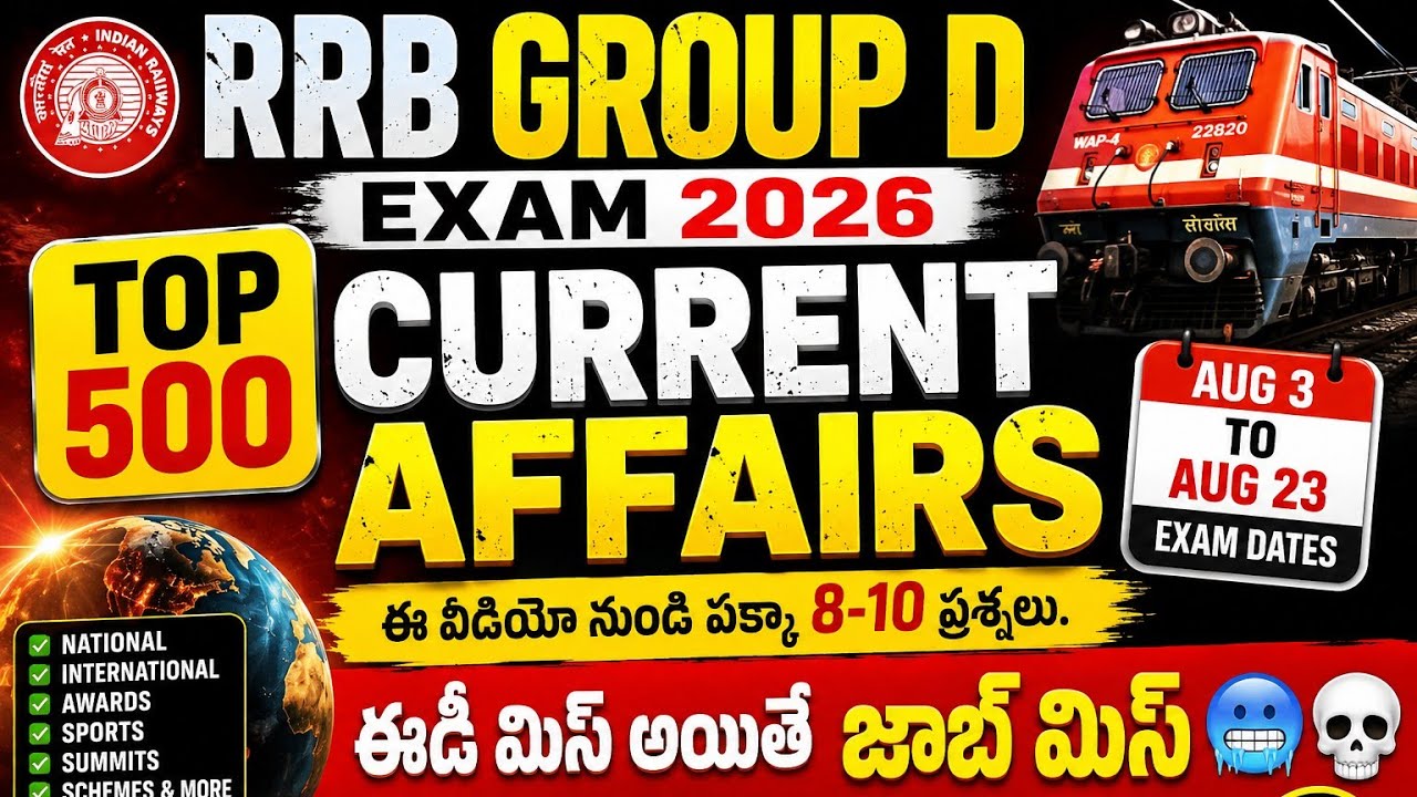 TOP 500 CURRENT AFFAIRS RRB GROUP D EXAM 2026 TOPIC WISE RRB