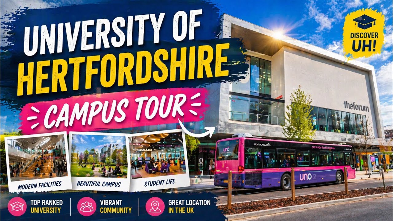 University of Hertfordshire (College Lane Campus) Tour - Student Accommodation, Buildings, Library.