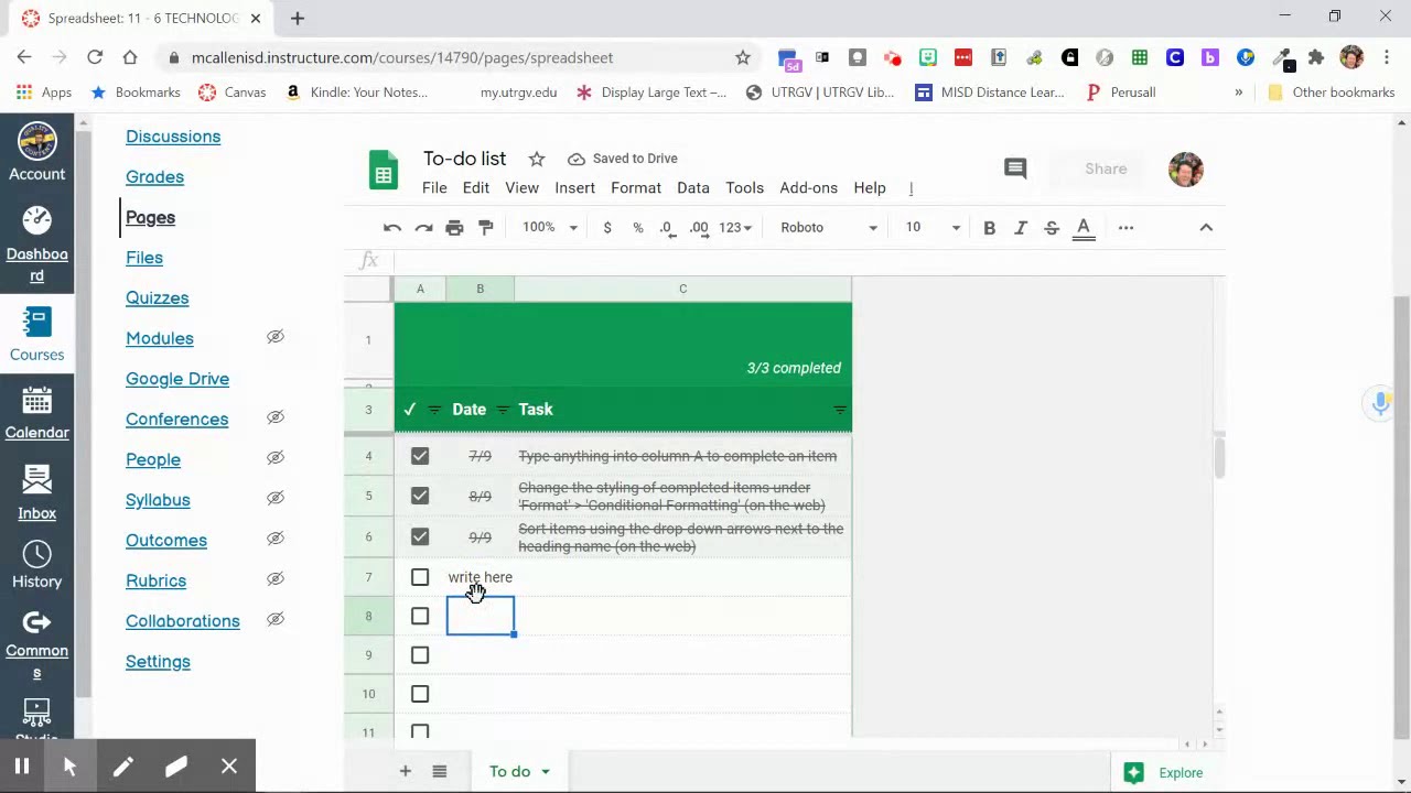 Embedding Google Sheets into a Canvas Page