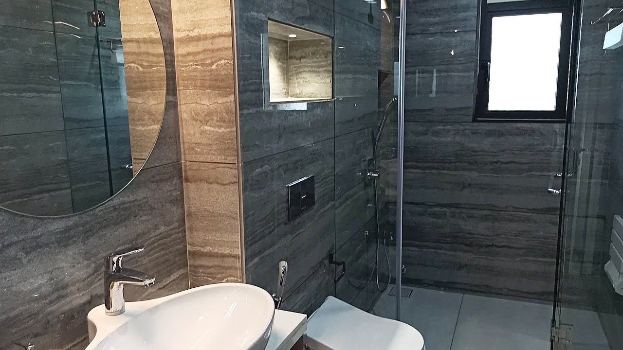 latest 5.5'×10' bathroom sliding wardrobe, washbasin cabinet,tiles shower design with price detail