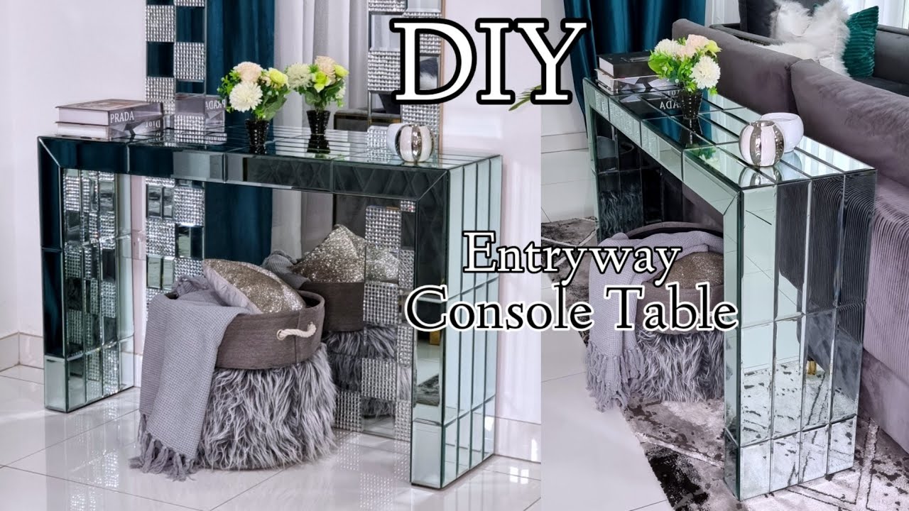 DIY BACKSPLASH TILED CONSOLE TABLE | ENTRYWAY CONSOLE TABLE.