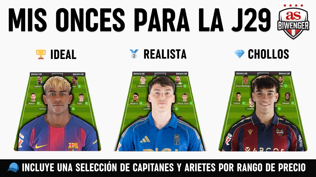 🏆 Jornada 29: Once Ideal, Realista y de Chollos + Picks de Capit&aacute;n y Ariete | Biwenger 25/26