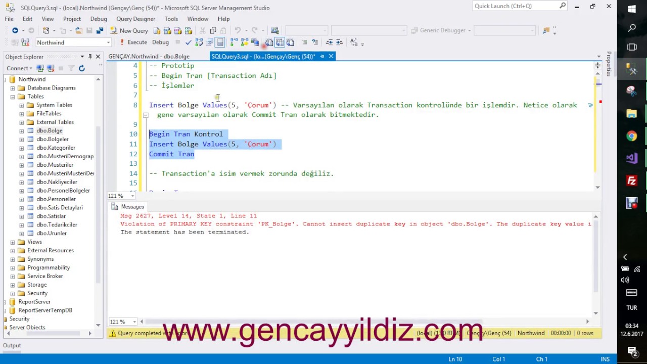 120-) T-SQL Transaction Tanımlama