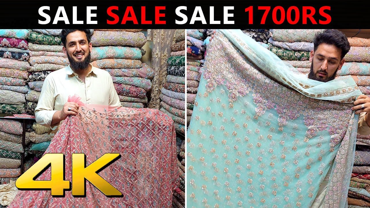 Cutdane Work Hand Embroidery Sale 1700 | EP9 Handwork Cutdana Net Fabric | EK Fabrics #SaraClothes