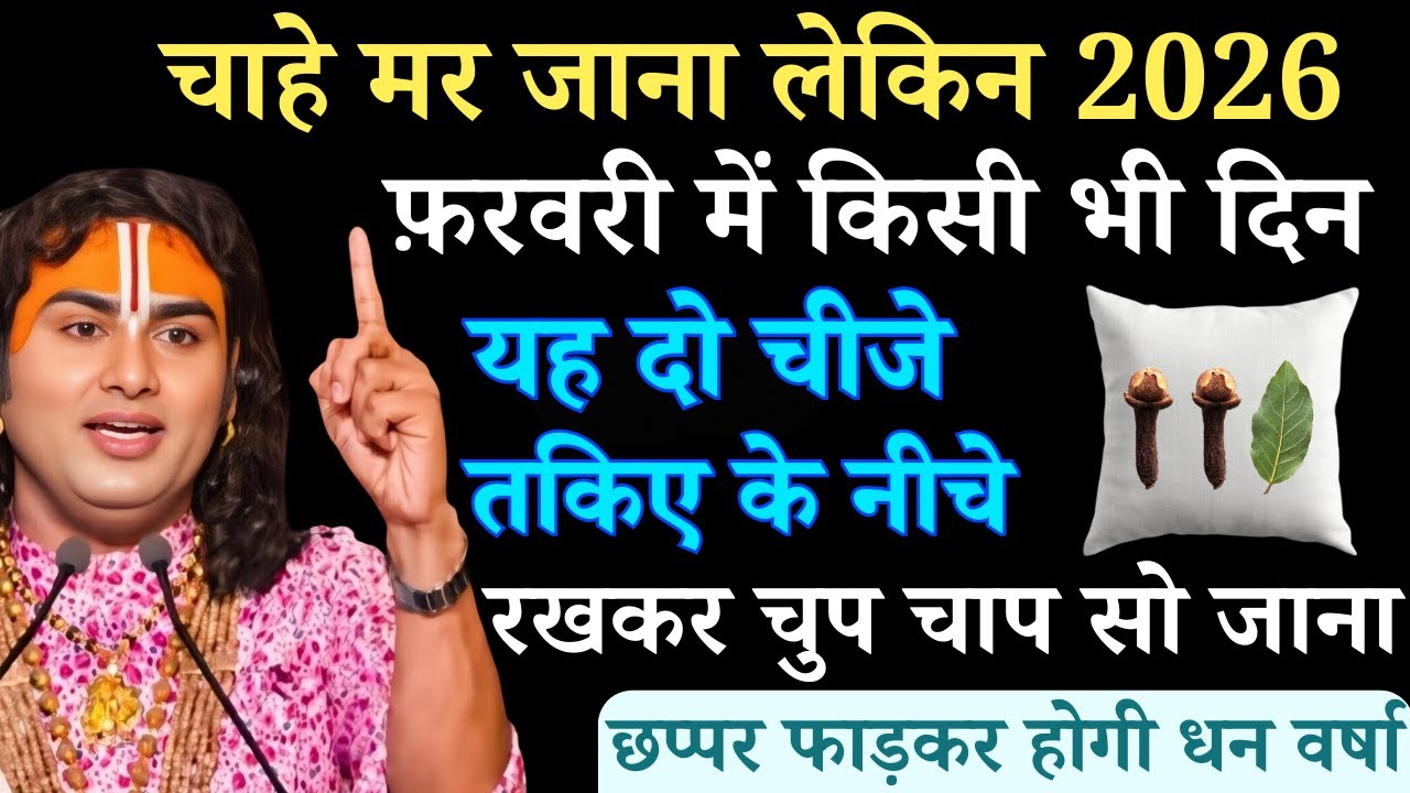 फ़रवरी 2026 में किसी भी दिन तकिए के नीचे रख दें ये 2 चीजें, किस्मत बदल जाएगी |  Aniruddhacharya Ji