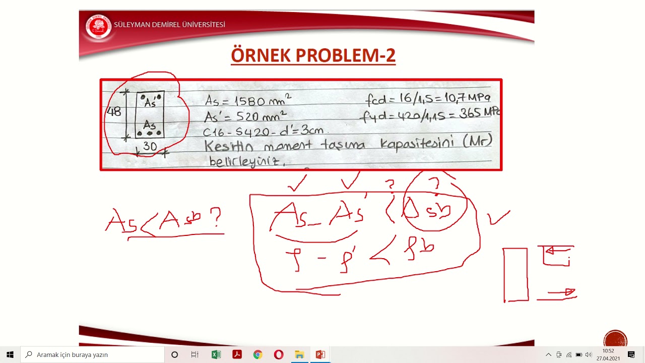 BETONARME   29 04 2021 Çift donatı örnek