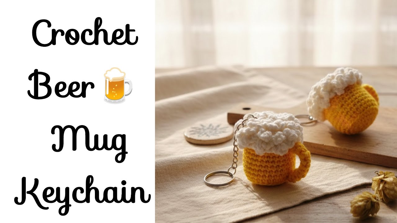 How to Crochet a Beer 🍻Mug Keychain | Easy Amigurumi Tutorial /🧶Free Pattern & Step-by-Step#crochet 