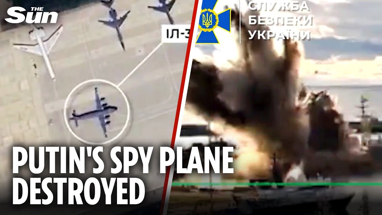 Moment Ukraine BLITZES Putin's &lsquo;only spy plane' capable of tracking underwater sea drones
