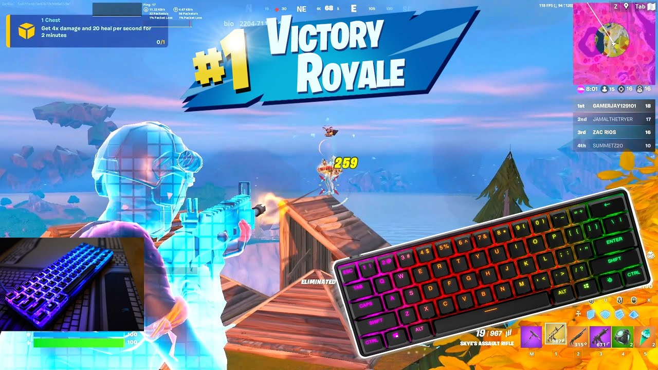 12 Hour ASMR To Sleep + Fortnite Keyboard & Mouse Sounds ASMR Gameplay 😍 Steelseries Apex Mini Pro
