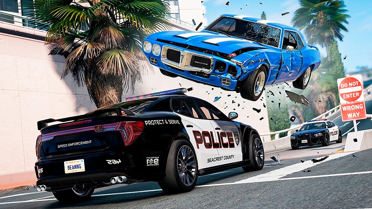 Police Chase and Epic Car Crashes | BeamNG.Drive #138