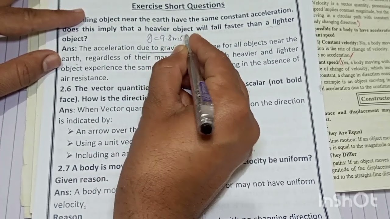 Chapter 2 Exercise short questions | 9 Class New Physics Book 2025
