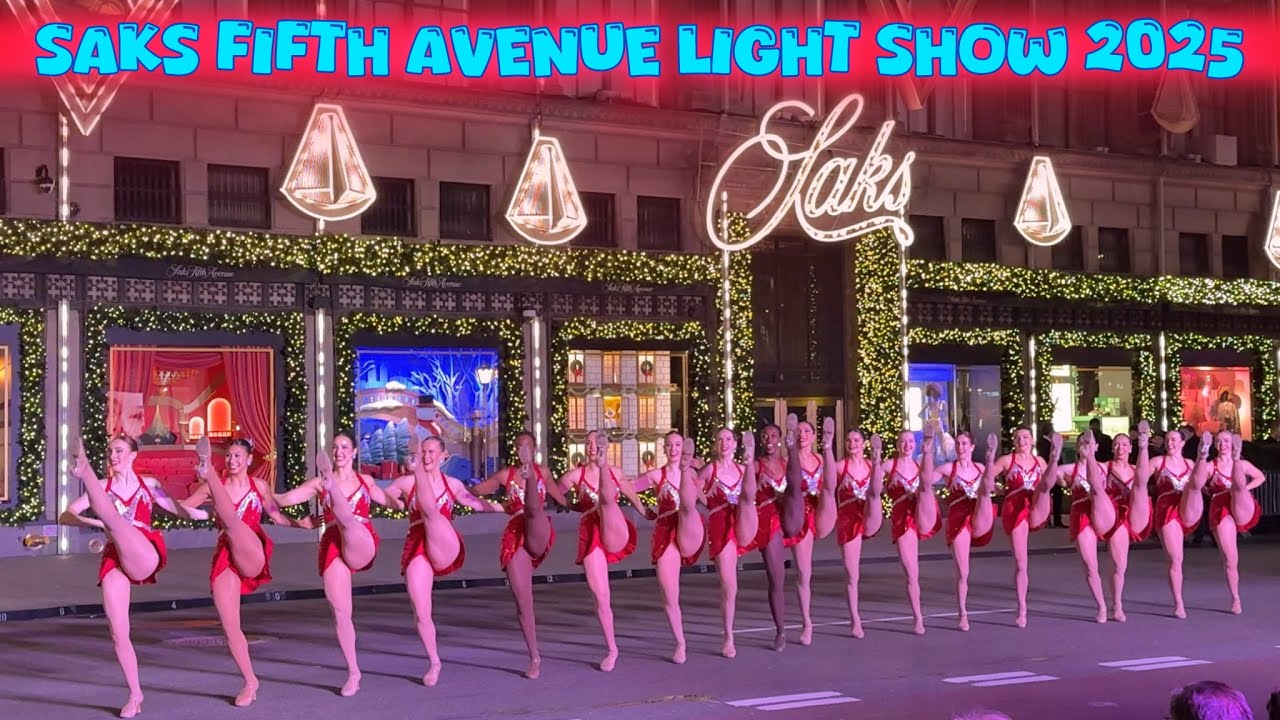[4K] Световое шоу SAKS FIFTH AVENUE 2025! 🎆24 ноября 2025 г.