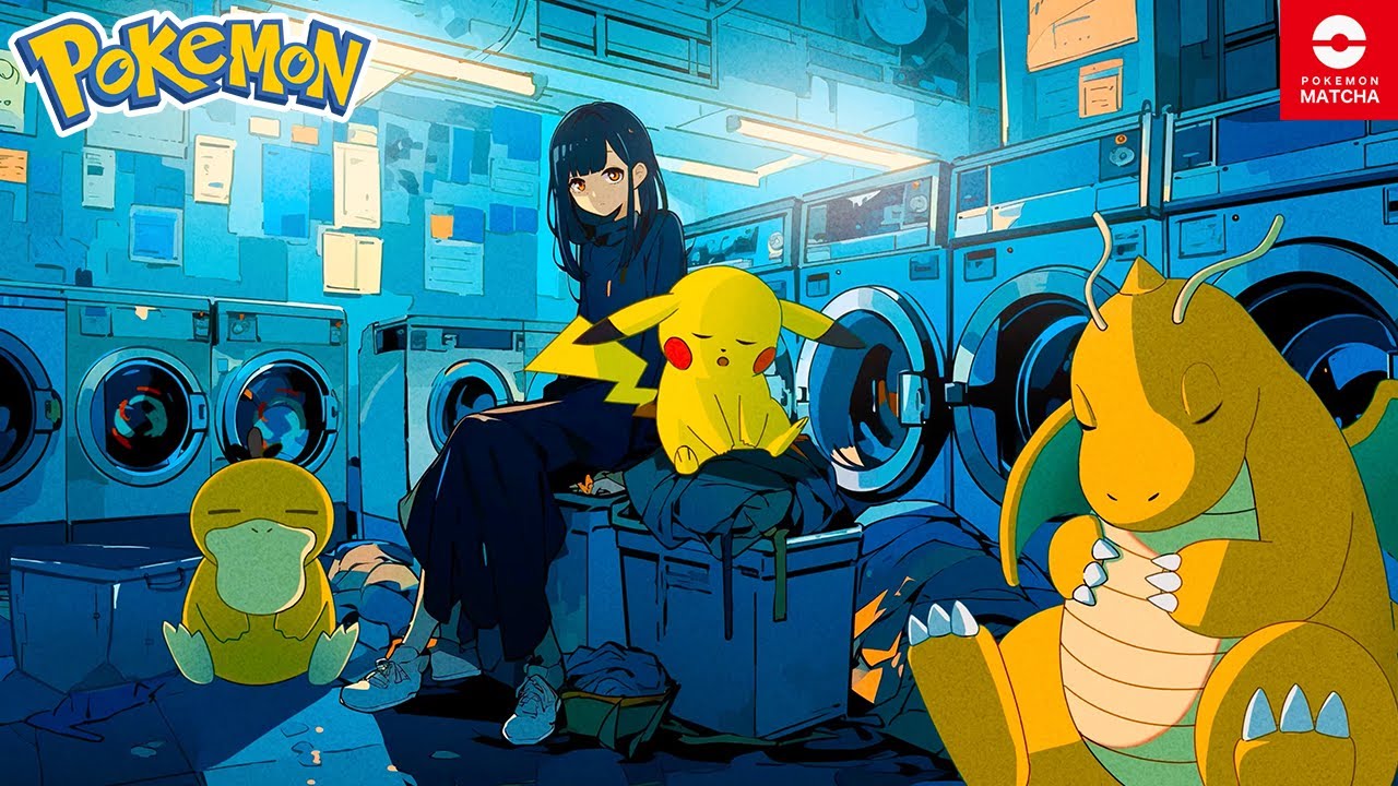 【ポケモン作業用BGM】『コガネシティ（３時間耐久）』│コインランドリーで寝落ちした３匹のお手伝いさん