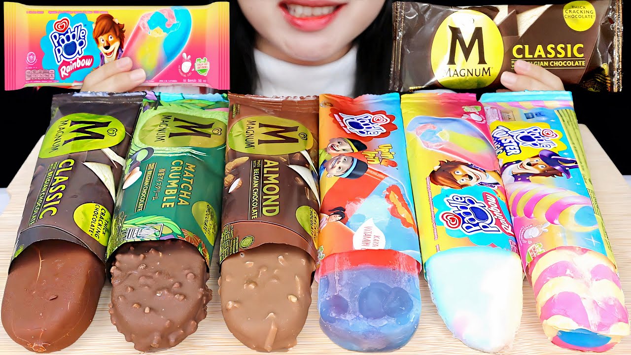 ASMR MAGNUM VS PADDLE POP RAINBOW CHOCOLATE ICE CREAM 🤎  MAGNUM MATCHA, PADDLEPOP UPIN IPIN, TWISTER