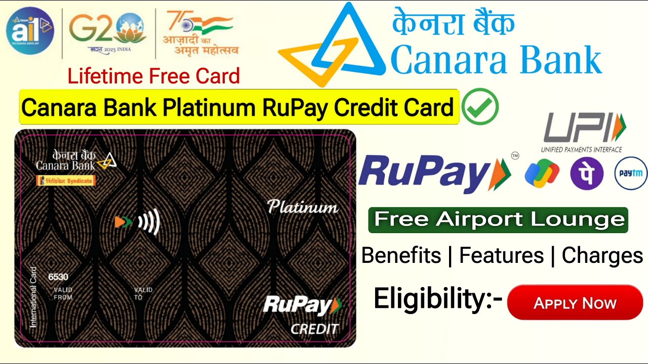 Canara Bank Platinum RuPay Credit Card Benefits | Lifetime Free | Canara Bank Credit Card Apply