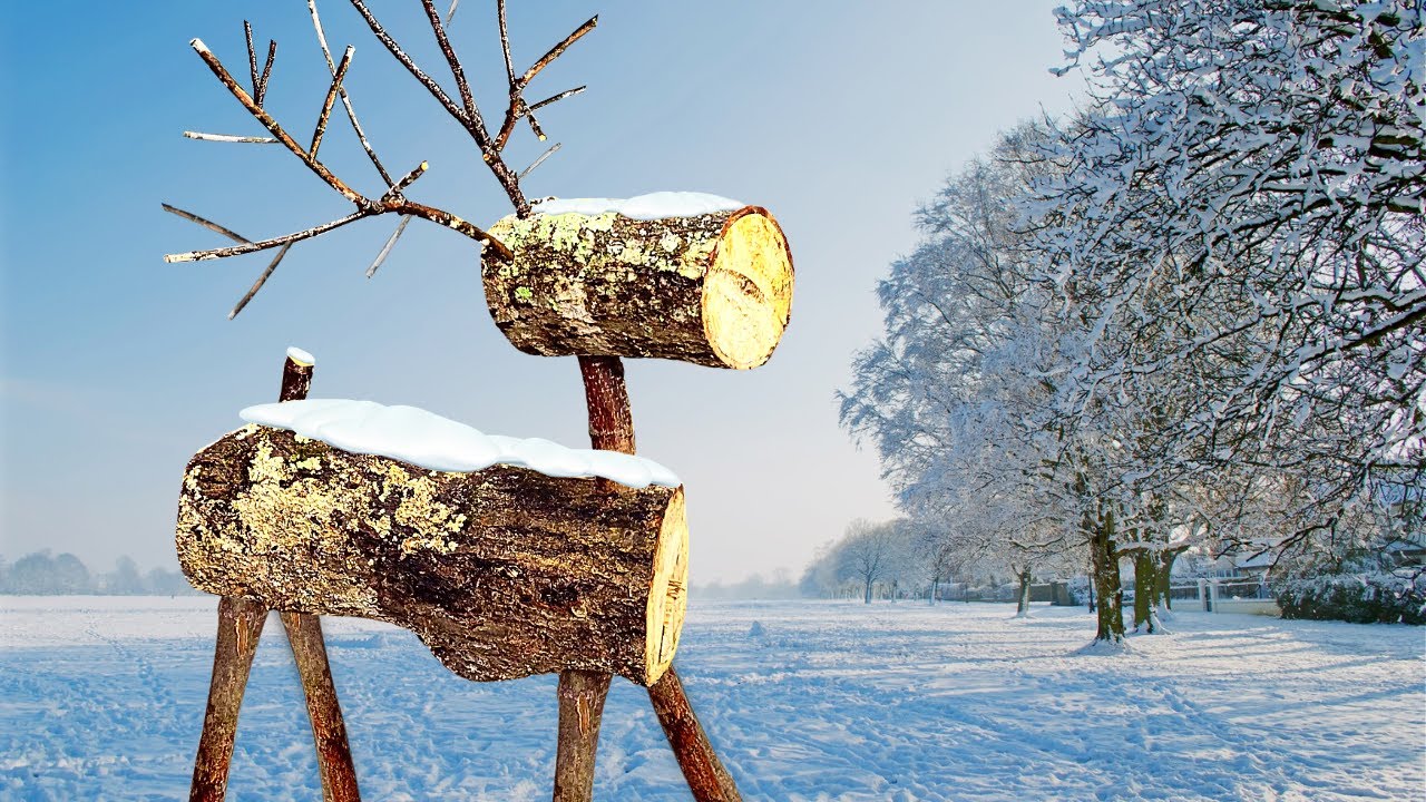How To Make A LOG REINDEER! Holiday Decoration | EASY DIY PROJECT