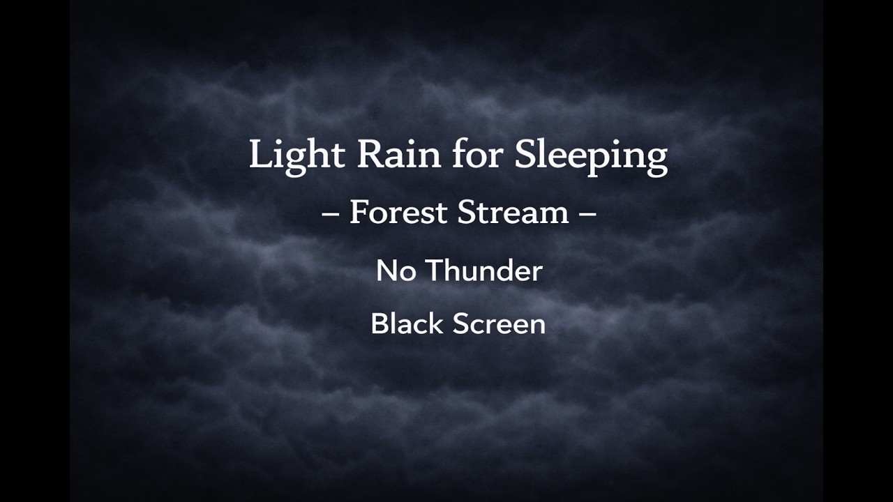 Light Rain and Running Stream for Sleeping - Black Screen - NO THUNDER