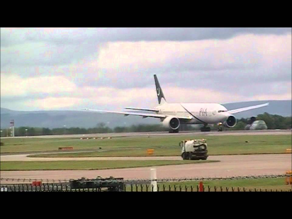 PIA 777 departing Manchester Airport