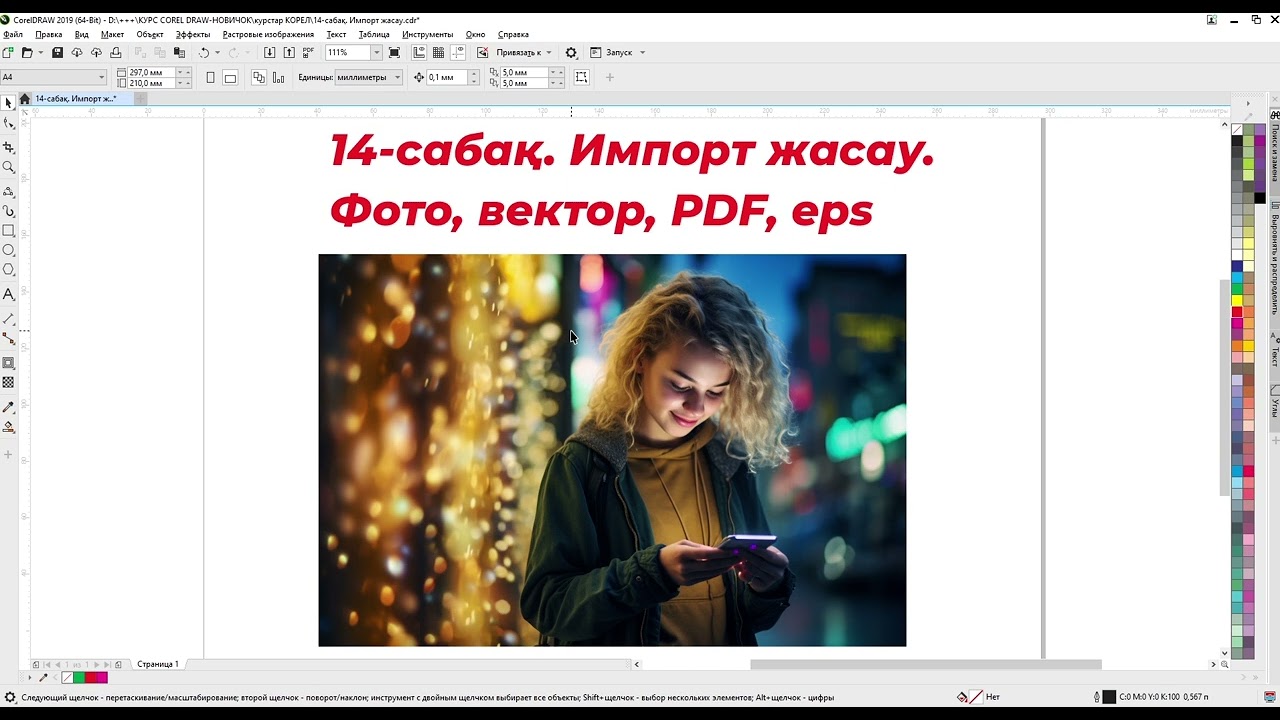 14 - сабақ.  Импорт жасау.  Фото, вектор, PDF | Corel Draw Қазақша