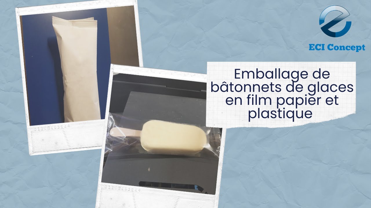 Emballage de bâtonnets de glaces en film papier et plastique