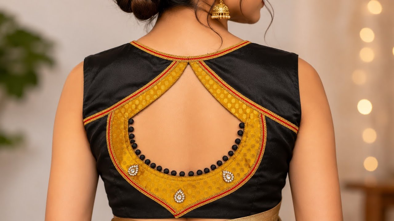 New blouse back neck design cutting and stitching 