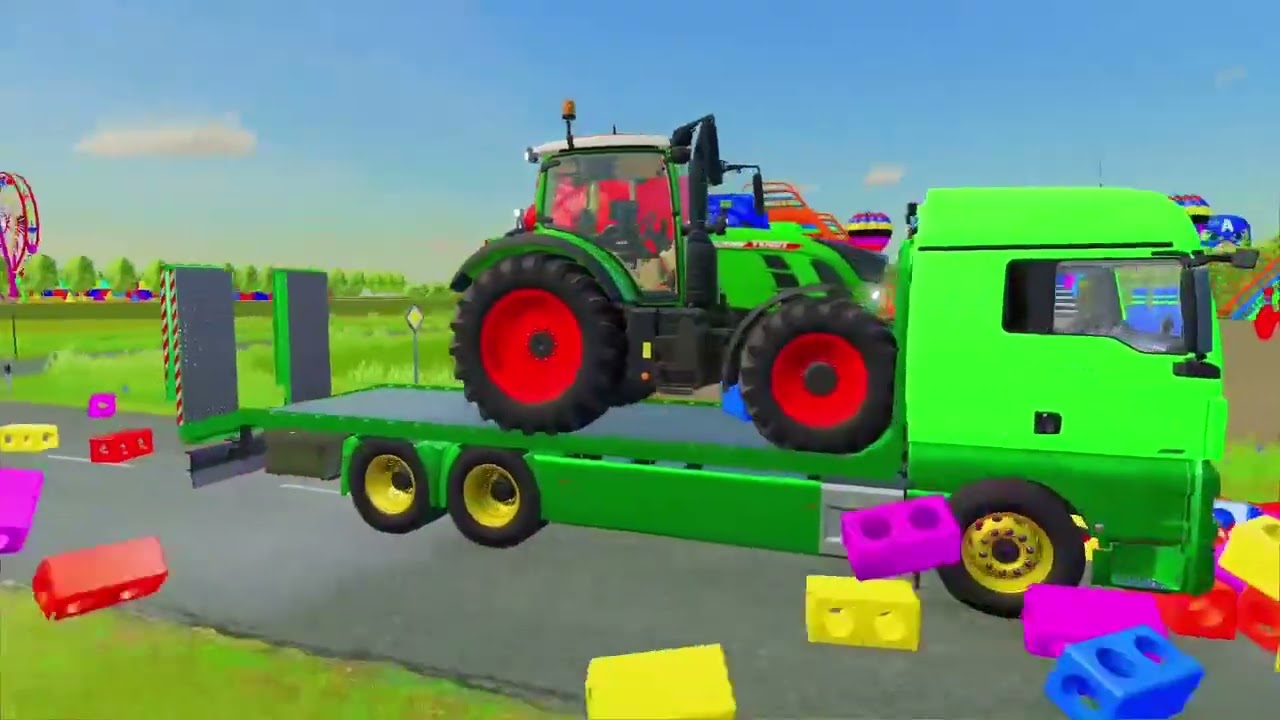 TRANSPORTING ALL COLOR OF MINI TO BIG POLICE CARS, AMBULANCE WITH TRUCKS !! Farming Simulator 