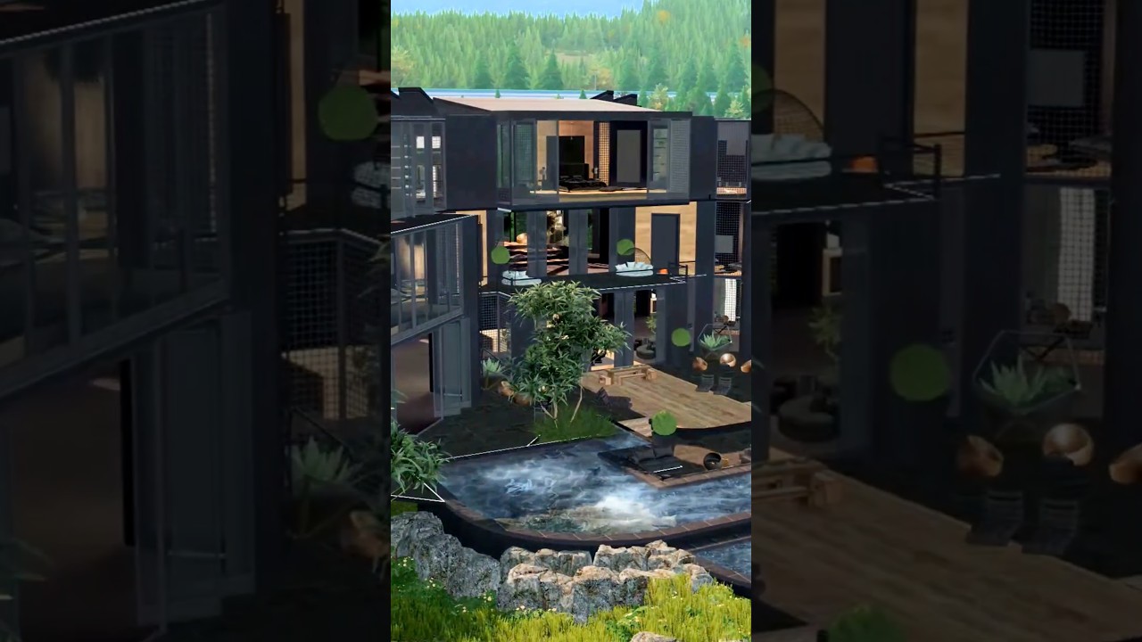 BAY MANSION | The Sims 4: Dark Modern Luxury Family Mansion ⭐⭐⭐ #sims4  #thesims4