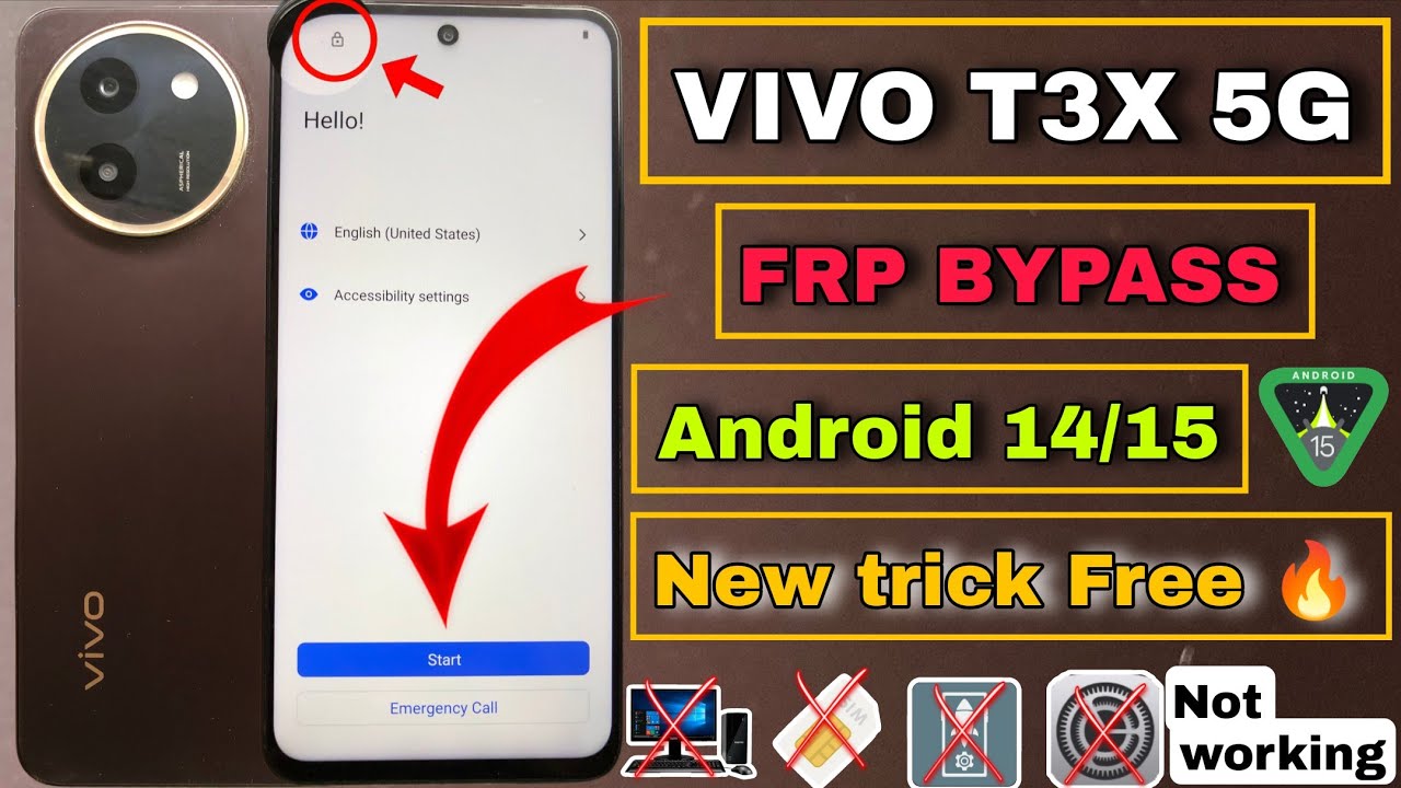 VIVO T3X 5G FRP BYPASS ANDROID 14/15 || VIVO T3X 5G google account bypass without PC || New trick 🔥