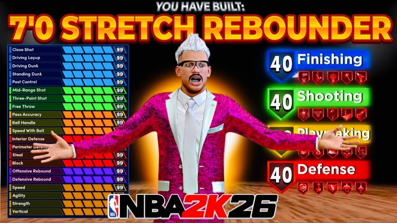 *NEW* 7'0 99 REBOUND STRETCH REBOUNDER IS TAKING OVER 2K26! THE BEST CENTER BUILD IN NBA 2K26!