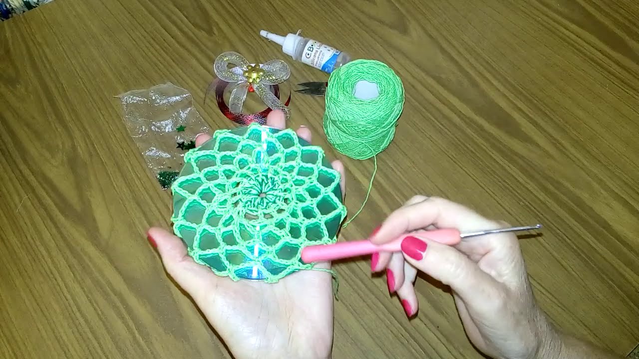📀Cómo Tejer en DVD/CD a Crochet/Ganchillo📀Atrapasueños Navideño🎄Proyecto Reciclando CDs📀Dreamcatcher