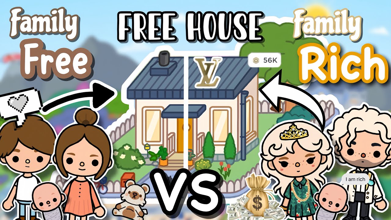 TOCA BOCA | RICH FAMILY VS FREE FAMILY in FREE HOUSE Idea💸🥺PAZU Design House Ideas TocaLifeWorld