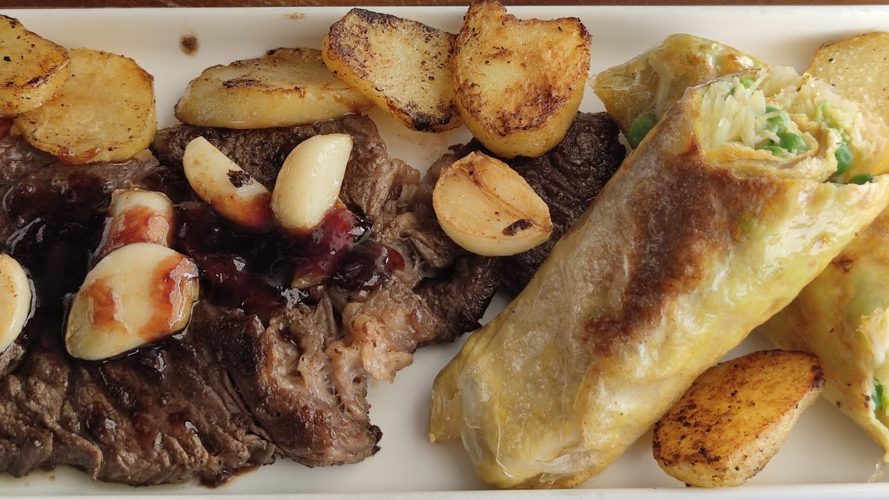 THIT BO UOP 6 GIA VI, NEM RAU/ BOEUF GRILLE AUX EPICES, ACCOMPAGNE DE NEM VEGETARIEN