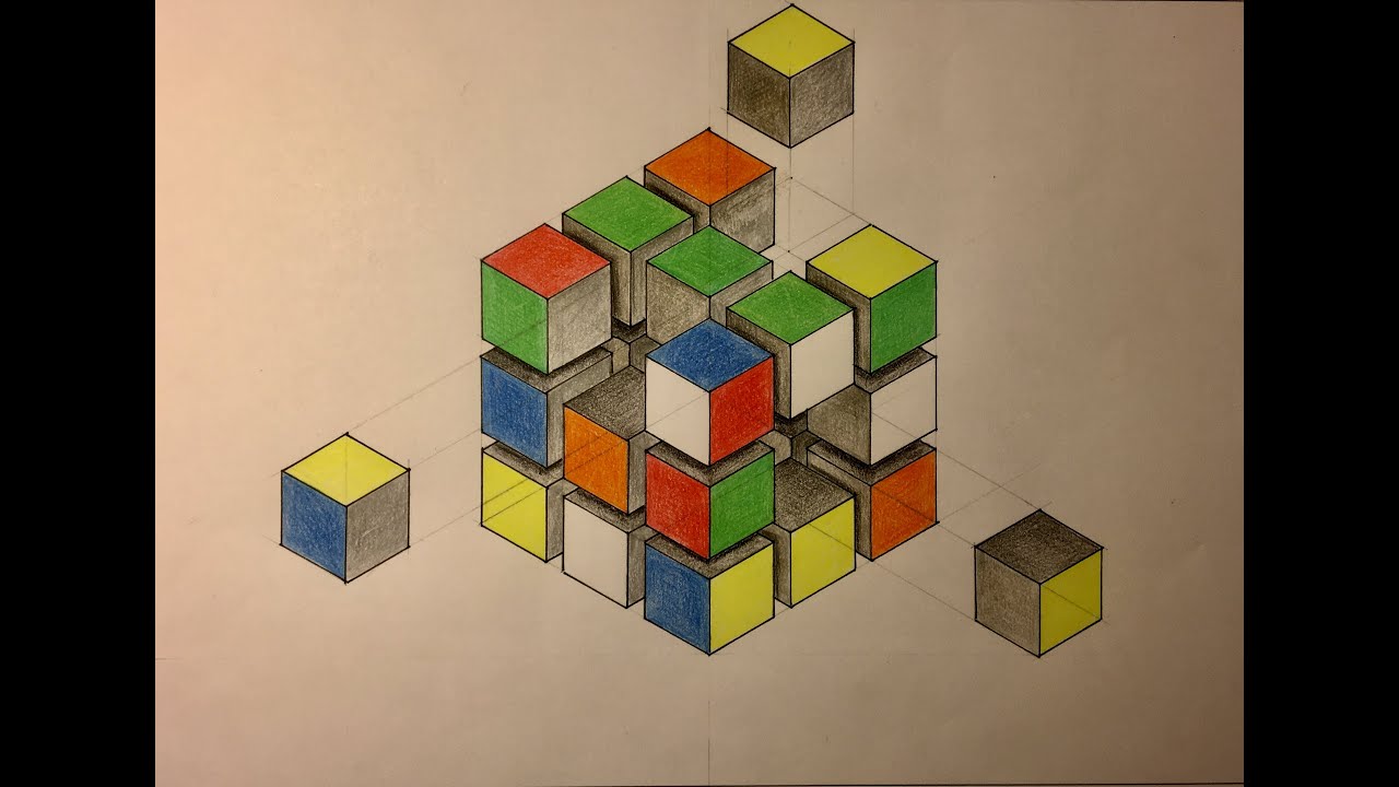 assonometria esplosa cubo di Rubik