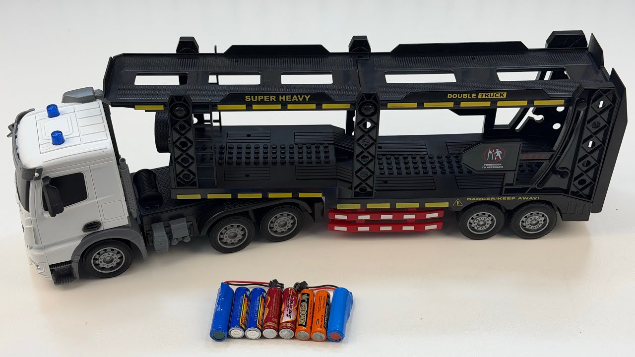 Unboxing RC truck trailer, cool shark model car, RC double-door sports car, RC Marvel hero car