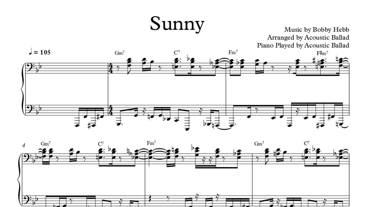 Jazz Piano . 'Sunny' . Score 악보 Funk | Solo Piano | Special Ver. | 재즈 피아노 | Acoustic Ballad