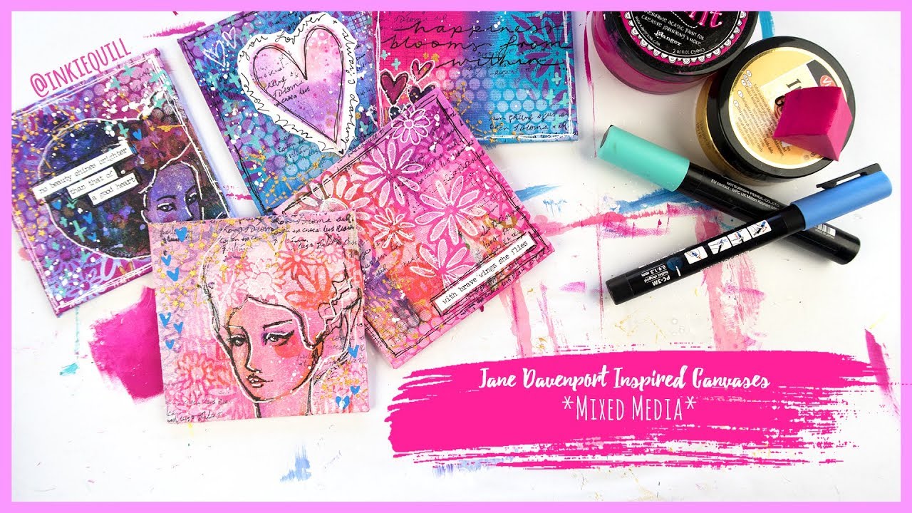 Jane Davenport Inspired Canvases *MIXED MEDIA* + + + INKIE QUILL