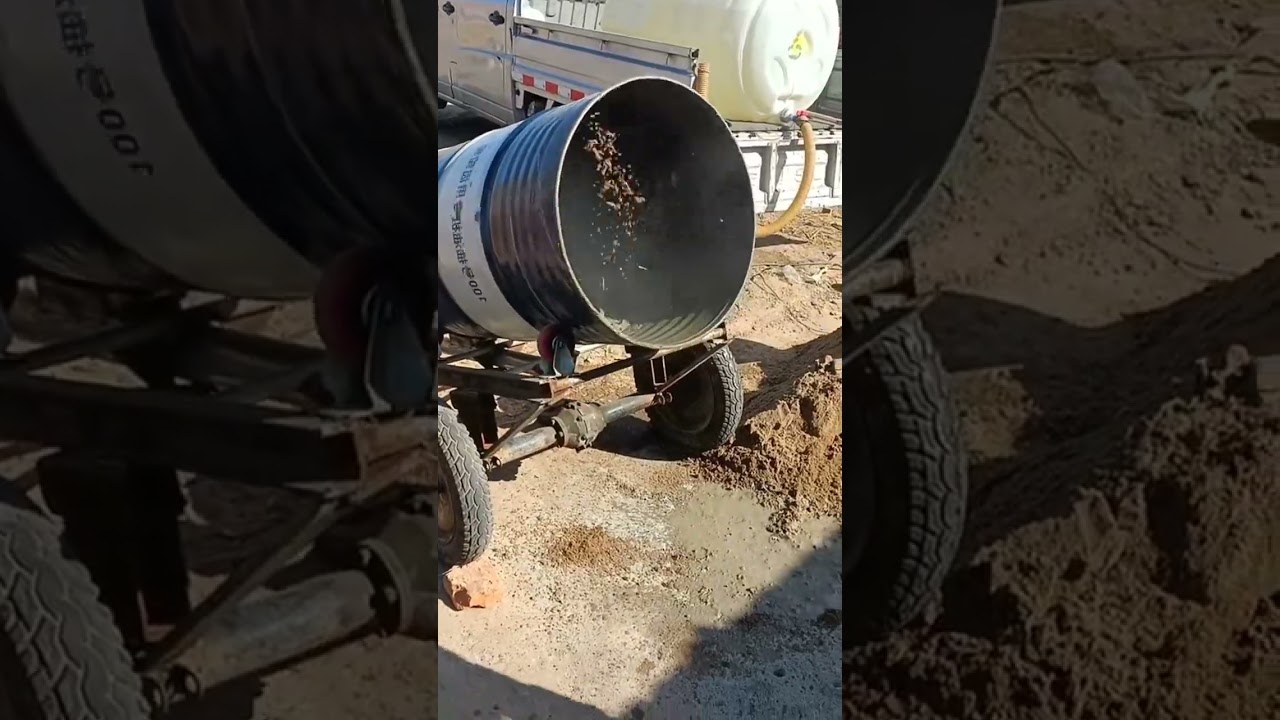 Homemade concrete mixer from a metal barrel