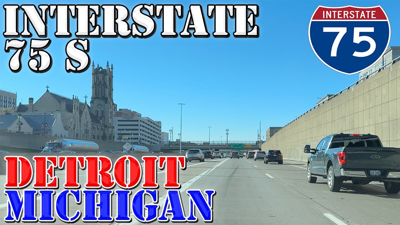 I-75 South - Detroit - Michigan - 4K Highway Drive