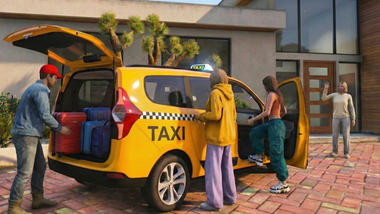 GTA 5 - Realistic Taxi Driver Job in Dacia Lodgy Taxi | POV Drive