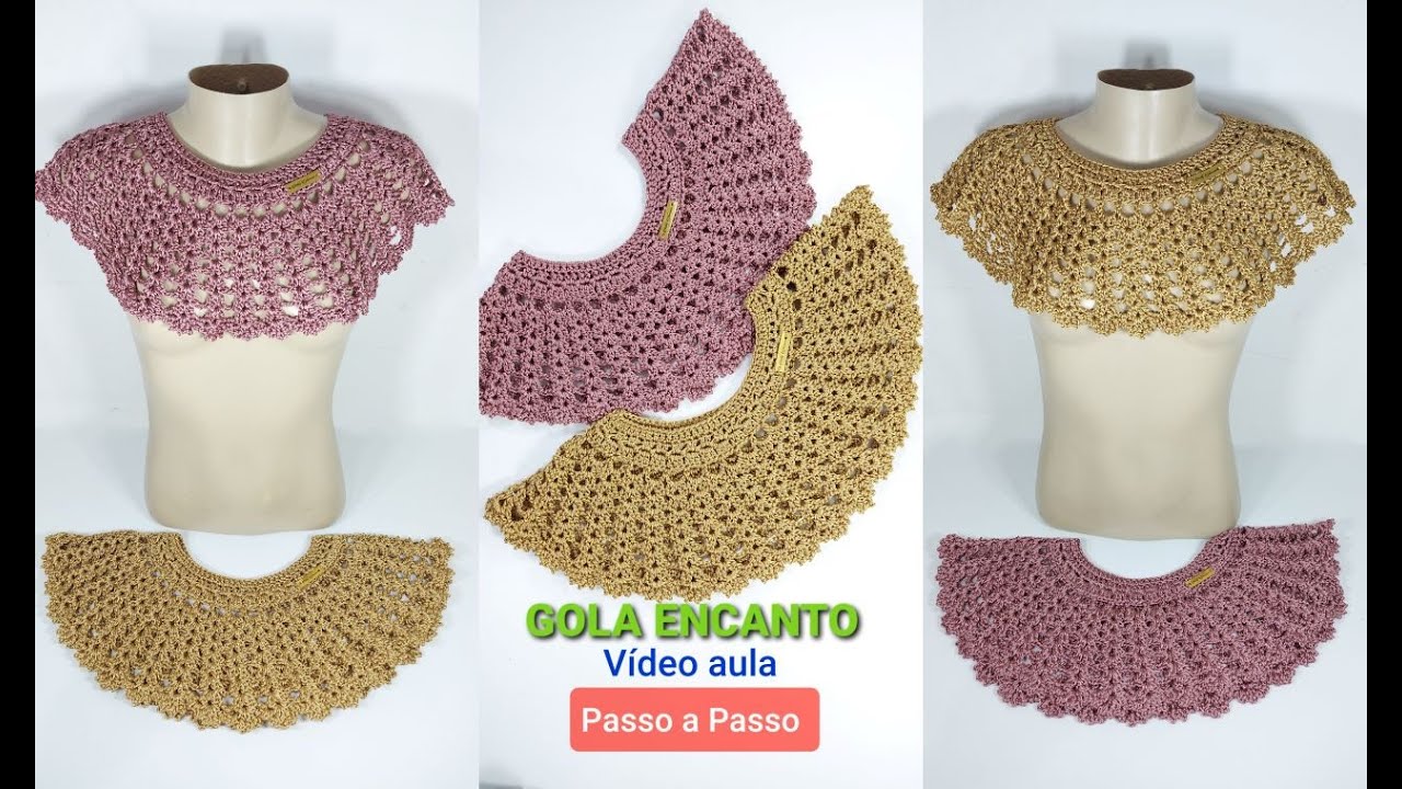 Gola de Crochê Encanto -  Acessórios de Crochê-Passo a Passo Prof.Neddy Ghusmam