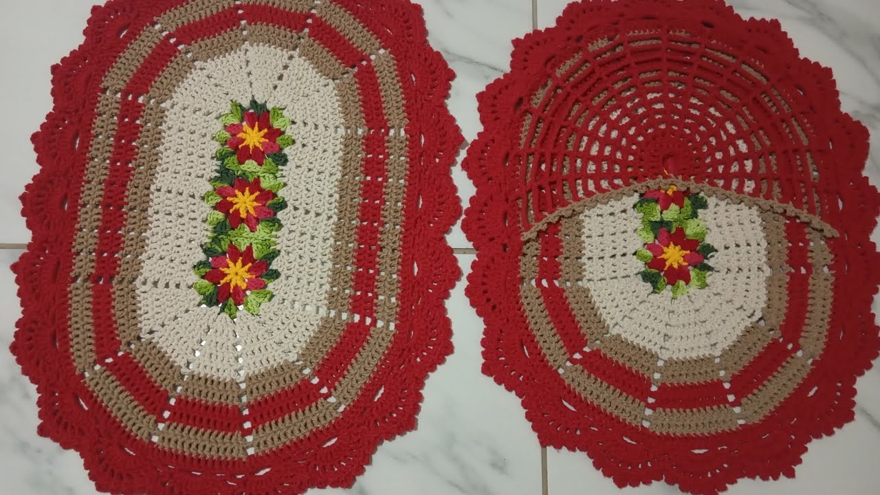 Jogo de banheiro 2 peças vermelho e bege.